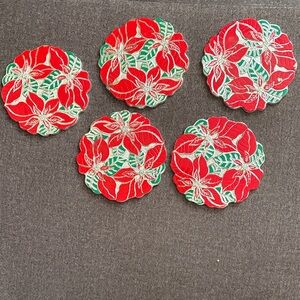 Festive Poinsettia Coasters Set